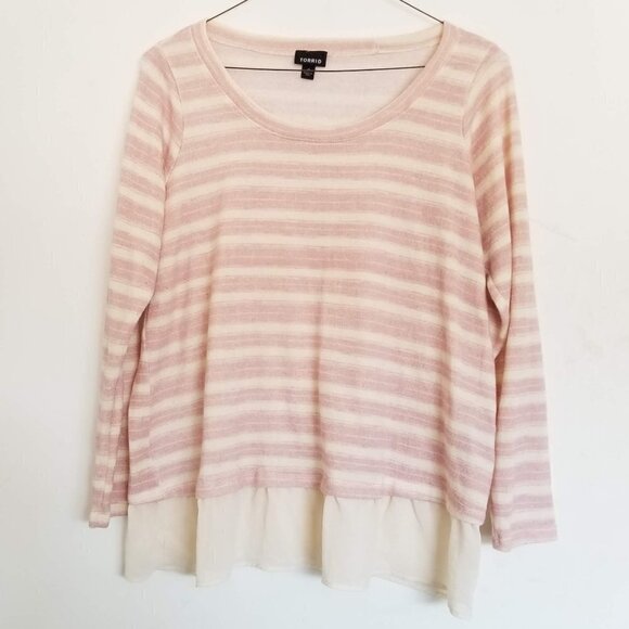 Torrid Blush Pink and Ivory Stripe Lace Sweater 0X - Picture 6 of 11